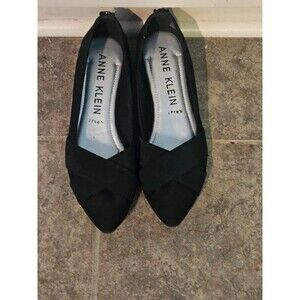AK Anne Klein Oalise Black Pointed Toe Comfort Ballet Flats Shoes Size 9.5
